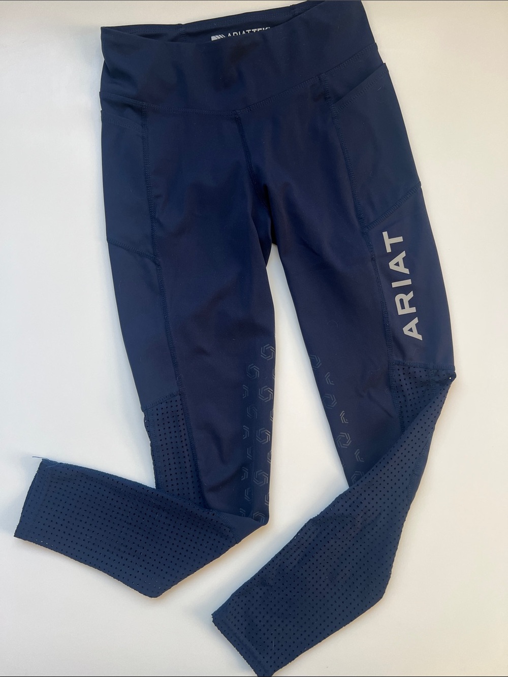Ariat Navy Performance Kids Leggings with Branded Side Logo